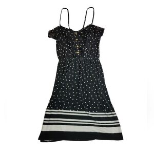 🌸 Elle Black and White Polka Dot Sphagetti Strap Casual Dress